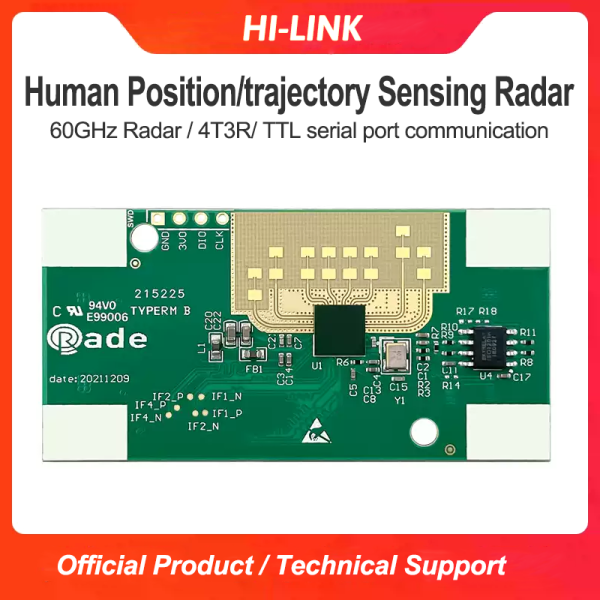Hi-link 60G radar sensor module LD6001 intelligent sensing detection of human body area position, quantity statistics, and walking trajectory